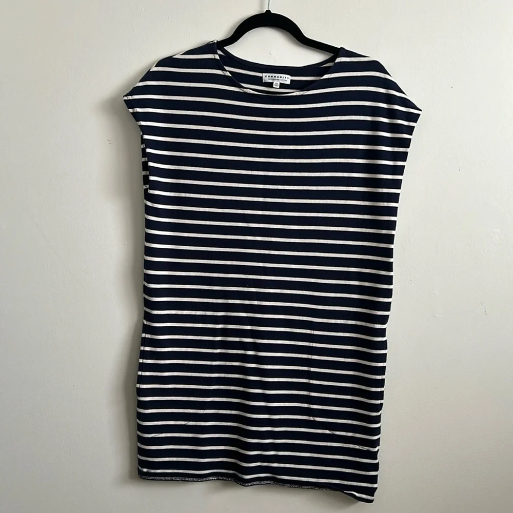 Aritzia community navy stripped oversized dress with pockets size XXs - Picture 4 of 4
